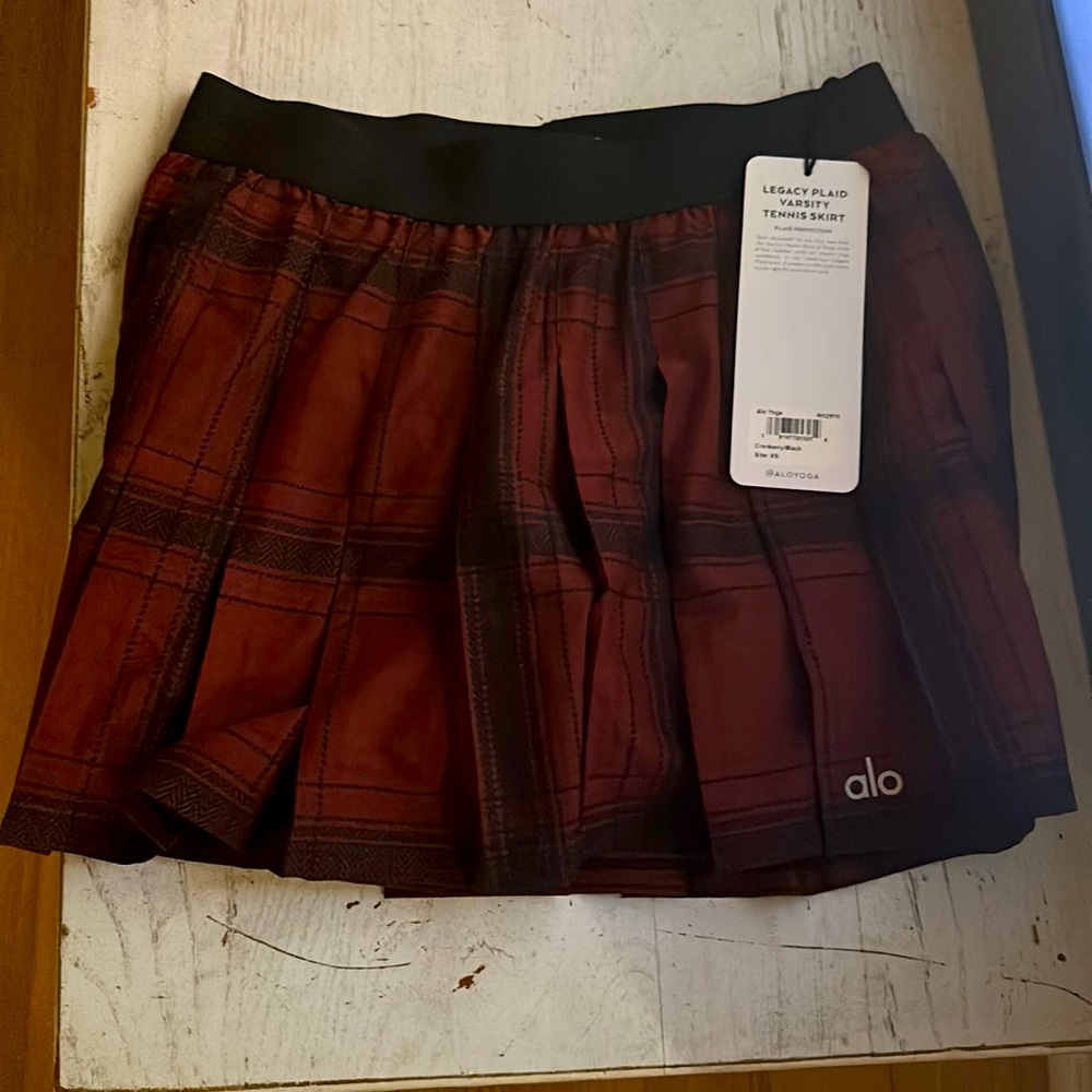 Alo Cranberry Plaid Varsity Skirt